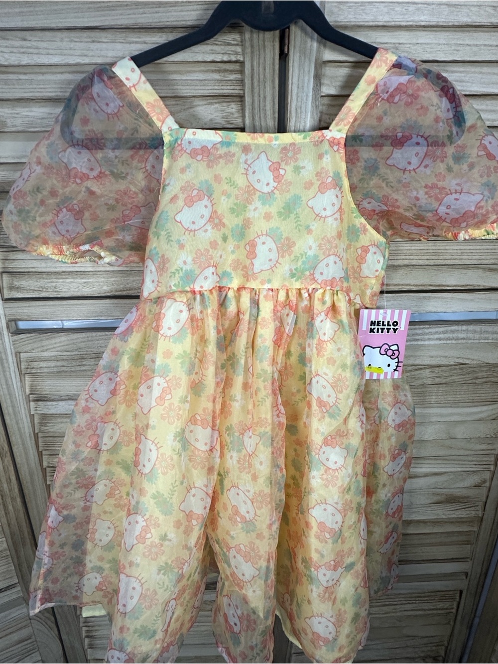 Hello Kitty Yellow and Pink Floral Organza Party Dress